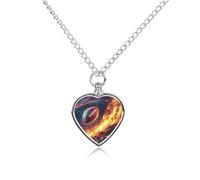 Football Flame Lavas Heart Silver Pet Urn Necklace Memorials Funerary Ashes Classic Pendant for Dog Cat Lover