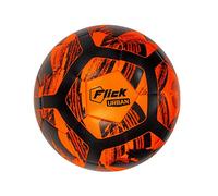 FLICK Size 4 Soccer Ball - Training and Match Ball - Highly Durable with Shape Retention - Unique Orange and Black Design - Youth and Adult Football