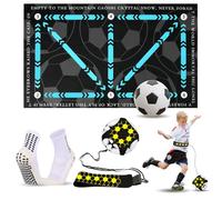 Football Footstep Training Mat, Football Skills Mat Mastery Agility Pad To Boost Speed, Strength & Coordination Non-Slip Footbal Training Equipment Mats with Socks and Soccer Return Trainer