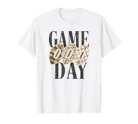 Football Game Day Camo Leopard Plaid Neutral Pattern Design Value Graphic T-Shirt