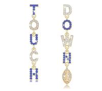 Football Game Day Earrings for Women Rhinestone Touch Down Earrings Race Day Sport Team Earring Red Blue Purple Field Day Accessories Football Mom Outfits Game Day Jewelry Gifts, Zinc, crystal