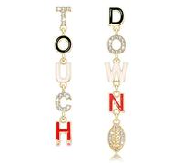 Football Game Day Earrings for Women Rhinestone Touch Down Earrings Race Day Sport Team Earring Red Blue Purple Field Day Accessories Football Mom Outfits Game Day Jewelry Gifts, Zinc, crystal