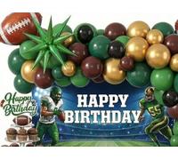 Football Game Day Party Decorations Kit - Green Brown Gold Balloon Arch Garland Set & Football Goalpost Star Foil Balloons for Sports Theme Birthday Tailgating Championship Celebration Decorations