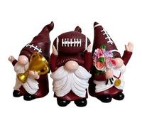 Football Garden Gnome - Resin Desktop Yard Figurine, 3-Piece Decorative Set | Indoor Outdoor Ornament for Lawn Patio Home Garden, Durable Collectible Statue Decor and offices Dis Fun Art Gift