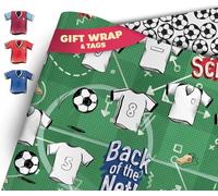 Football Gift Wrap - Footy Wrapping Paper - England Leeds Tottenham - 2 Double Side Sheets of Wrapping Paper | Quality Kids Birthday Present Wrap - Ideal For Boys Girls & Football Fans (White)