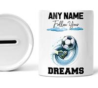 Football Gifts For Boys Kids Personalised Gift Piggy Bank Follow Your Dreams Footballer Girls Boy Money Box Custom Name Savings Jar Decor Coin Box Money Bank Bedroom Accessories Ceramic