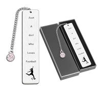 Football Gifts for Girls Book Mark Just a Girl Who Loves Football Bookmark for Women Girls Personalised Bookmarks Pretty Bookmark Themed Gifts Metal Bookmarks Souvenir Birthday Christmas Gift