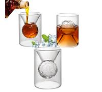 Football Gifts for Mens, Dual Purpose Whiskey Glasses with Soccer Cup Embedded Unique Rum Glass Novelty Double Walled Wine Glasses Home Bar Party Supplies Soccer Fans Father's Day Giftds (1PCS)