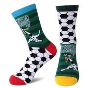 Football Gifts for Mens - Mismatched Socks, Funny Football Accessories Cotton Crew Soccer Socks Birthday Presents for Son/Boyfriend/Dad/Teenager Loves Soccer