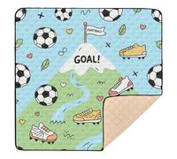 Football Goal Blue Pattern Large Stylish Baby Playmat for Floor Lightweight Playroom Activity Mat for Babies Infants Toddlers, 50'' x 50''