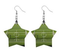 Football Goal Post Sports Area Wooden Earrings for Women, Vintage Elegant Wood Jewelry, Lightweight Earrings for Wedding, Party, Everyday Jewelry Gift, Star, Wood, wood