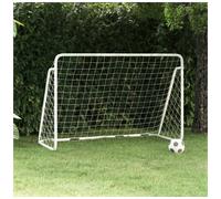 Football Goal White 180x90x120cm PowderCoated Steel Frame Polyester Net Training