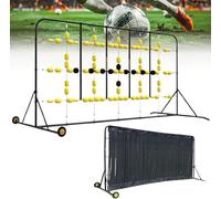 Football Goalkeeper Square Deflector,Goalkeeper Training Equipment with Bracket Rebound Chain + Moving Wheels + Simulated Human Wall Screen,For Goalkeeper Drills