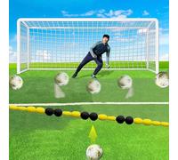 Football Goalkeeper Trainer Equipment, 2.75M Goalkeeper Training Rebound Chain, Square Deflector/Single Line with Water Bag, Soccer Ball Deflector for Enhanced Reaction Time Rebound Chain