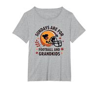 Football Grandmas: Sundays are for Football and Grandkids T-Shirt, Women's Plus, Heather Grey, 2X