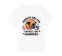 Football Grandmas: Sundays are for Football and Grandkids T-Shirt, Women's Plus, White, 3X