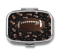 Football Green Pill Box Medicine Pill Organizer Small Pill Case Travel Pill Container Portable Pill Case for Pocket 2 Compartment Pill Holder Pill Boxes for Travel