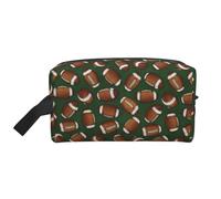 Football Green Water-Resistant Travel Toiletry Organizer Bag, Large Capacity Portable Cosmetic Storage for Gym/Daily Essentials