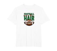 Football Hair Don't Care - Spiked Fan Spirit, T-Shirt, Men's Big and Tall, White, 6X Tall