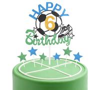 Football Happy 6th Birthday Cake Toppers for Cake,6th Birthday Decorations for Boy Girl,Personalised Cake Toppers Soccer Cake Topper Glitter Cupcake Topper for Football Themed Party Cake Decoration