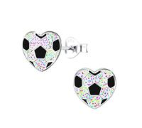 Football Heart Earrings - 925 Sterling Silver (with glitter effect)