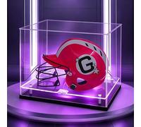 Football Helmet Display Case Full Size with LED Light, UV Protection Acrylic Display Box for American Football, Rugby Ball & Sports Memorabilia (40x31x31cm)