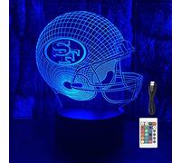 Football Helmet Shape 3D LED Optical Illusion Acrylic Night Light 7 Colors Change Dimmable USB Powered Bedroom Decoration Table Lamp Birthday Christmas Gift for Child Kids SF Fans, Men, Women, Teens