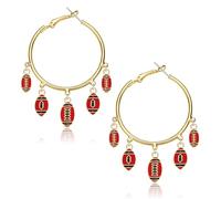 Football Hoop Dangle Earrings Fun Game Day Earrings for Women Enamel Sport Race Day Hoops Sport Fans Football Mom Outfits Accessory Birthday Holiday Party Jewelry Gifts, L, Metal, No Gemstone