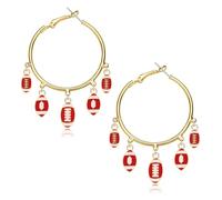 Football Hoop Dangle Earrings Fun Game Day Earrings for Women Enamel Sport Race Day Hoops Sport Fans Football Mom Outfits Accessory Birthday Holiday Party Jewelry Gifts, L, Metal, No Gemstone