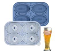 Football Ice Ball Mold | 4-Cavity 3D Easy Release Mold,Silicone Fondant Mould | for Whisky Cocktails Coffee Water Cake Chocolate Candy Fondant Ice Ball Fridge Freezer
