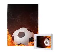 Football In Fire,500 Pieces Wooden Jigsaw Family Game Jigsaw Puzzles for Adults Teens