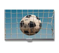 Football in The Football Network Business Card Holder for Men & Women, Professional Card Case with Buckle Style Shut, Compact And Portable Metal Case for Office Workers, style, One Size, Classic