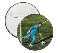 Football in The Goalkeeper Position Badge Metal Round Pins, Lightweight Brooch for Backpack, Fashion Button Pins Badge for Shirts, Jackets, Shawl Coat, Unisex, 20PCS, Tinplate, metal round pins