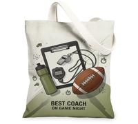 Football Instructor Appreciation Quote Athletic Canvas Tote Bag 13x15 Inch | Sporty coaching theme, Durable polyester construction, Vibrant football graphics