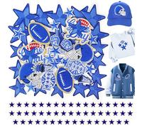 Football Iron On Cowboys Patches for Clothing: Meneng 94PCS Embroidered Sports Helmet Patch for Football Enthusiasts Team Fans DIY Accessories - Blue Star Stickers for Jackets Hoodies Backpacks Hats