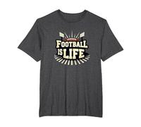 Football is Life: Gridiron Passion for Dedicated Fans T-Shirt, Men's Big and Tall, Dark Heather Grey, 3X Tall