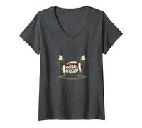 Football is My Religion: Gridiron Devotion V-Neck T-Shirt, Women, Dark Heather Grey, XXL