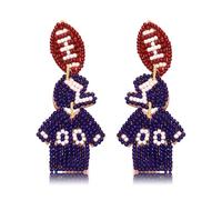 Football Jersey Helmet Earrings -Game Day Sports Theme Dangle Earring School Spirits Football Team Mom Earrings Jewelry Accessories Gifts, L, beaded, No Gemstone