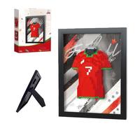 Football Jerseys Micro Building Blocks Set for Adults, 511 Pieces Photo Frame NO.7 Jersey Mini Bricks Model, 3D Framed Display Fans Collection, Gift for Boyfriend Men Football Fan(Red)