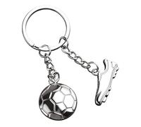 Football Keyring Pendant,Metal Soccer Keychain,Silver Boot Ball Keyring Gift for Men,Soccer Decoration Gift,Car Football Keychain Charm,Boot Ball Sports Key Chain Pendant for Fans,Men (Flat Design)