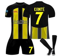 Football Kit for Boys 2023-2024 - Training Shirts, Shorts, Socks - Al Ittihad Jeddah Tracksuit - Kids' Soccer Jersey (No.7, 12-13 Years)