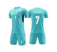 Football Kit for Kids Adults Men Women Personalised Football Shirt Short with Name Number Team Logo (Light Blue)