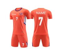 Football Kit for Kids Adults Men Women Personalised Football Shirt Short with Name Number Team Logo (Orange)
