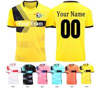 Football Kit Girls Kids Personalised Football Shirt Kids with Name Number Team Logo Yellow