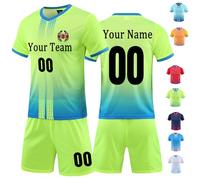 Football Kit Kids Adults Personalised with Name Number Team Logo Customised Football Kit Green