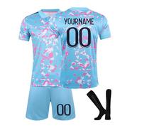 Football Kits for Kids/Adult 24/25 Soccer Jersey Home Away Football Strips Football Training Shirts Shorts Socks Set Training Tracksuit with Name Number Unisex Birthday Gifts for Boys UK A04