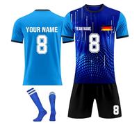 Football Kits for Kids Adult, Personalised Football Shirt with Name Number Team Logo, Football Shirts Short Set, Football Gifts for Boys Men