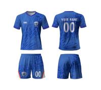 Football Kits for Kids, Personalised Football Kit Kids with Name Number,Team Logo,The Blue Custom Jersey Shirts 25 Home,Fan Gifts for Boys Men Women
