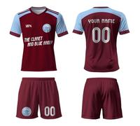 Football Kits for Kids, Personalised Villa Football Kit Kids with Name Number,Team Logo,Personalised Jersey Gifts for Boys Men,Villa Fans Gift