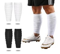 Football Leg Sleeve for Adults & Youth - 2 Pairs, Calf Compression Leg Sleeves Men Boy, Leg Sleeves for Men Football Sports Athletes (White & Black, Adults)